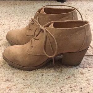 Tan Lace Up Ankle Booties